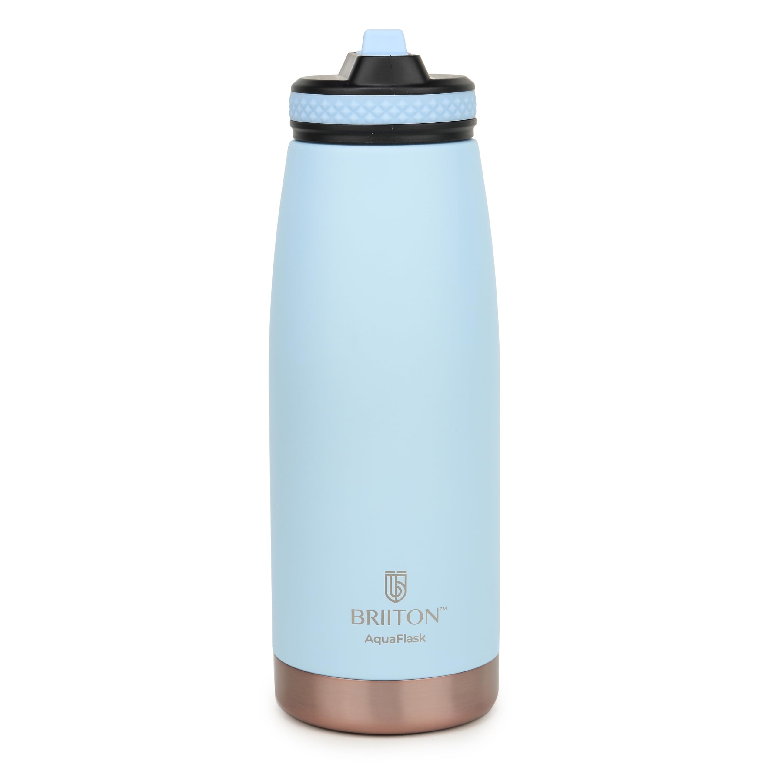 Briiton Oceano 1000ml Blue Stainless Steel Water Bottle | Copper Coated Vacuum Insulation | Powder Coated | Secure Grip | Leakproof Flask | Hot & Cold Thermos | Aqua Hydro