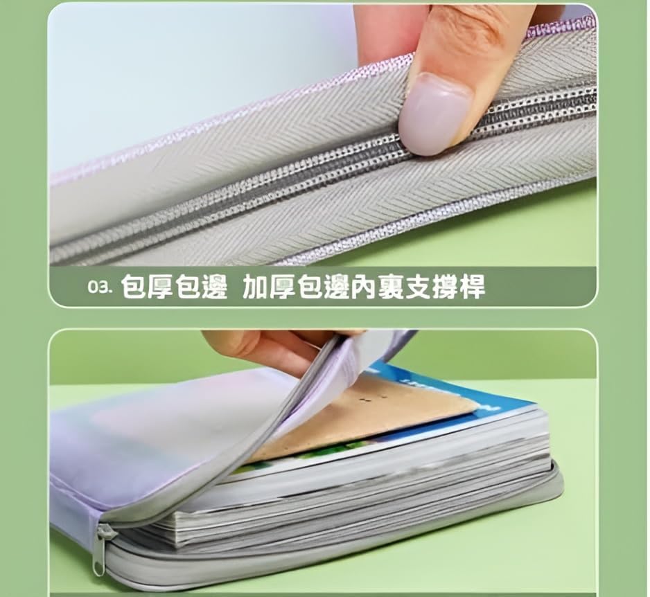 Image of Thickened Mesh Document Bag Folder, Waterproof A4 Size File Organizer with L-Shaped Zipper, 3-Layer Separation, Transparent Storage Pouch with Pastel Trim, 23.5x31x4cm