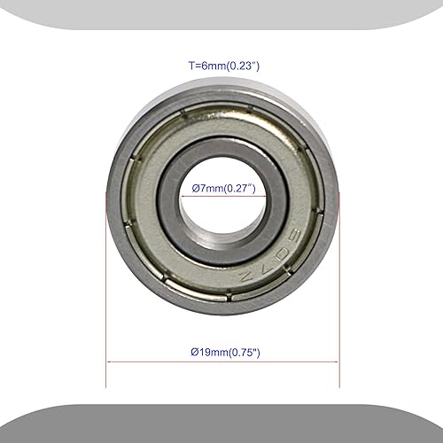 Miniatura 2 de Aopin 607Z - Rodamientos de bolas de 0.27 x 0.74 pulgadas de diámetro exterior, doble sellado de metal, en miniatura, aplicable para patinetas,