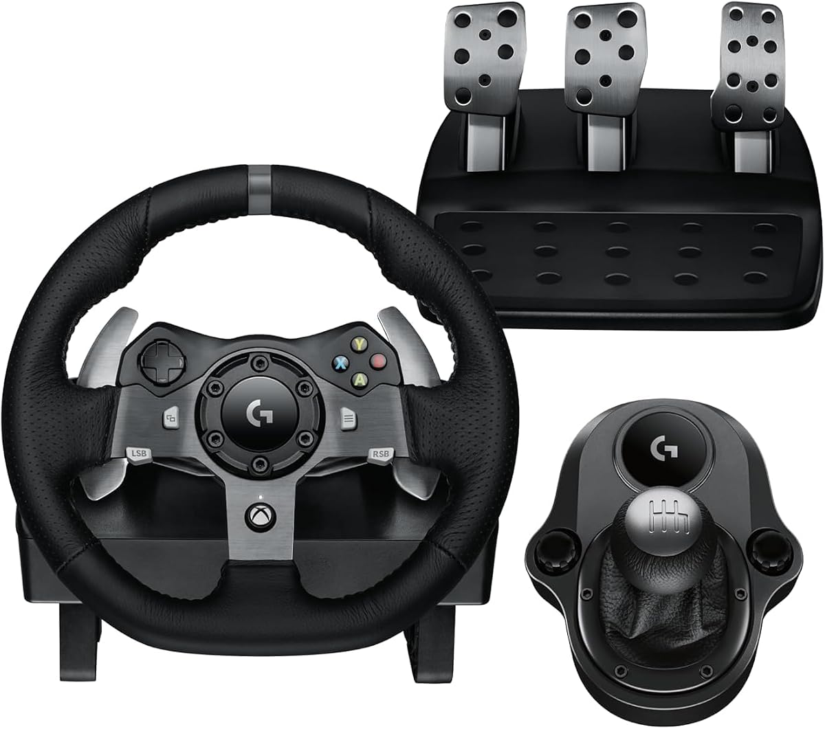 Logi Tech G920 Driving Force Racing Wheel and Pedals, Force Feedback + Logitech G Driving Force Shifter - Xbox Series X|S, Xbox One y PC, Mac - Negro (Wheel+Pedal+Shifter)