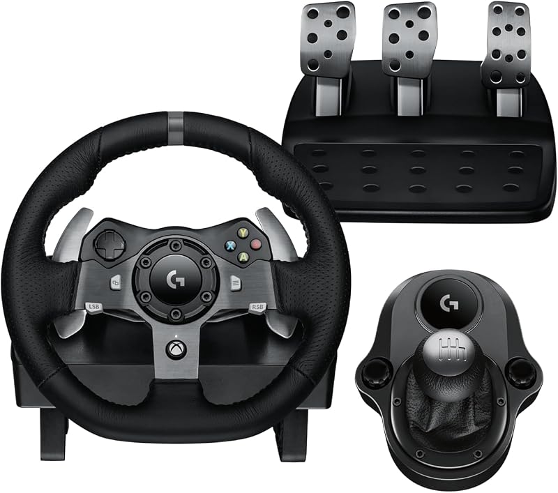 Logi tech G920 Driving Force Racing Wheel and Pedals, Force Feedback + Logitech G Driving Force Shifter - Xbox Series X|S, Xbox One and PC, Mac - Black (Wheel+Pedal+Shifter)