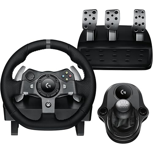 Logi tech G920 Driving Force Racing Wheel and Pedals, Force Feedback + Logitech G Driving Force Shifter - Xbox Series X|S, Xbox One and PC, Mac - Black (Wheel+Pedal+Shifter)
