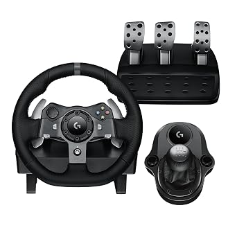 Logi tech G920 Driving Force Racing Wheel and Pedals, Force Feedback + Logitech G Driving Force Shifter - Xbox Series X|S, Xbox One and PC, Mac - Black Wheel+Pedal+Shifter