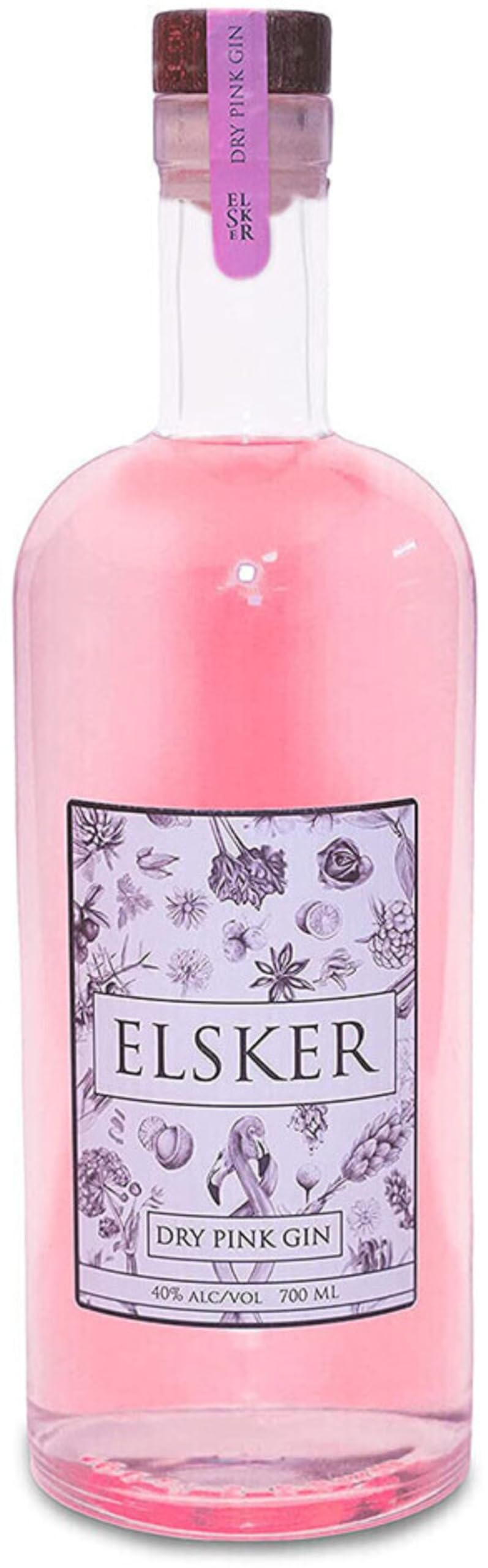 Bareksten | Elsker Dry Pink Gin | 1x 70cl | 40% Vol. | Zuckerfrei | Glutenfrei