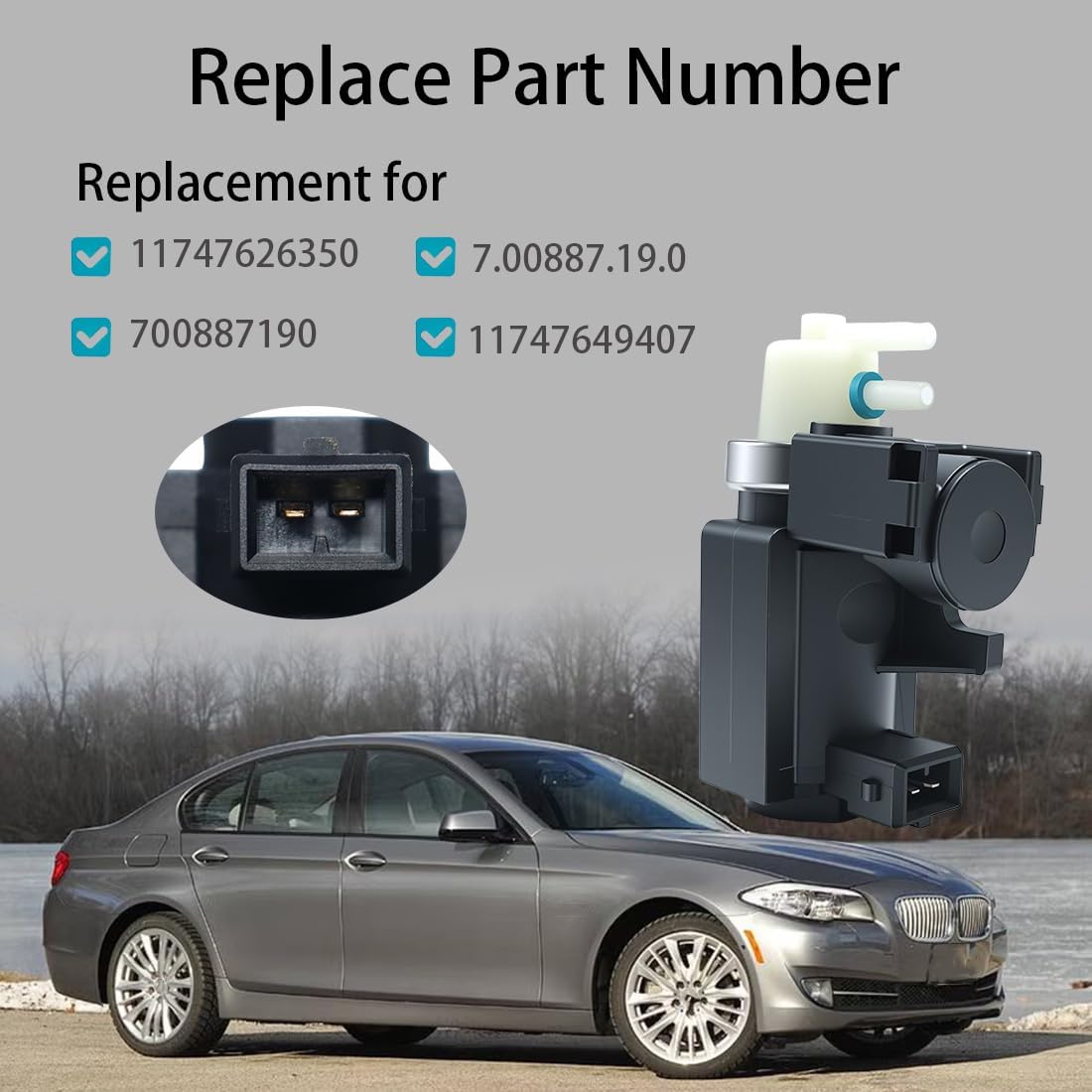 2PCS Turbo Boost Solenoid Valve Pressure Converter Compatible with BMW 1 Series 135i 335i 335xi 535i 535xi 550i 650i 750i 750Li Alpina B7 B7L X5 X6 Z4 Replacement for 11747626350 7.00887.19.0