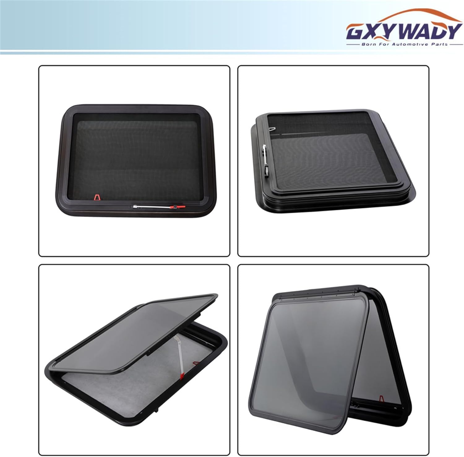 GXYWADY RV Exit Window 30W x 22H with Screen Black Mounting Opening Size 762x559MM