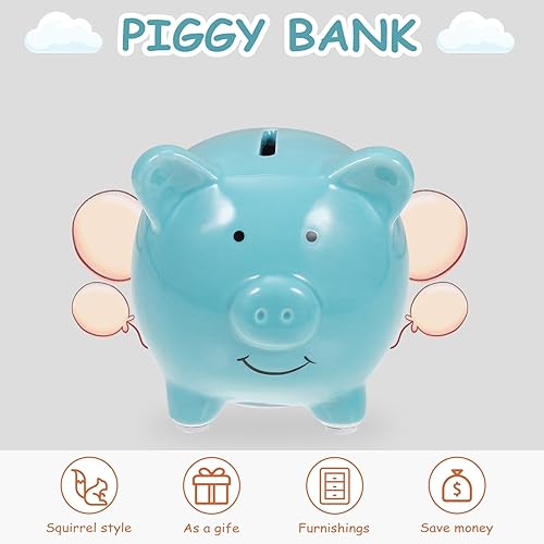 Miniatura 3 de VANZACK Alcancía de cerámica, banco de ahorro de dinero, banco de dinero de cerdo, caja de monedas de ahorro, bonita olla de ahorro de monedas, caja
