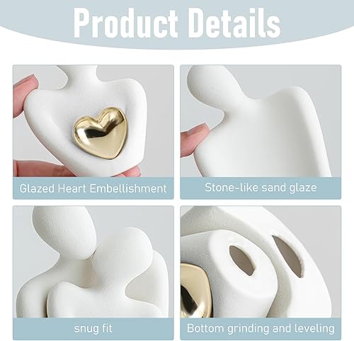 Miniatura 3 de Starfa - Mini estatua para pareja, artículos de decoración para sala de estar, decoración moderna de estantes para parejas, estatua de cerámica para