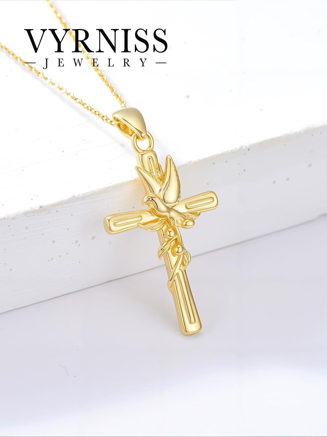 18K Gold Cross Pendant for Women Gold Cross Necklace 18K Gold Jewelry Religious Gift - Image 3
