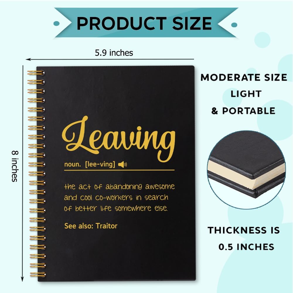 Leaving Definition 160 Blank Pages Spiral Notebook, Funny Leaving Farewell Going Away Retirement Gift for Colleague Friend, Leaving Work Gift for Ex Coworker, New Job Gift for Colleague - Image 2