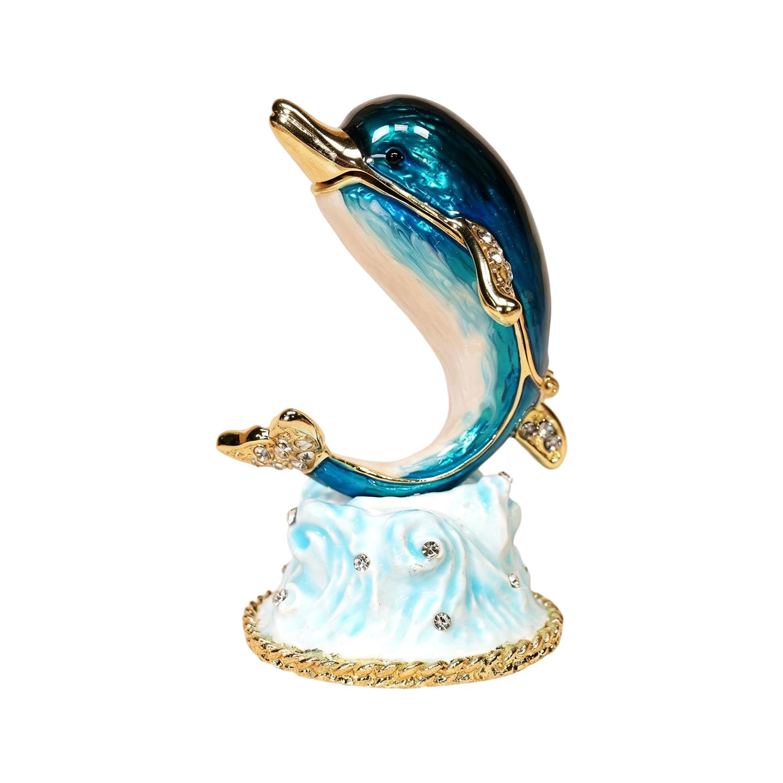 Boîte cadeau dauphins en résine peinte à la main pour le rangement de bijoux délicats