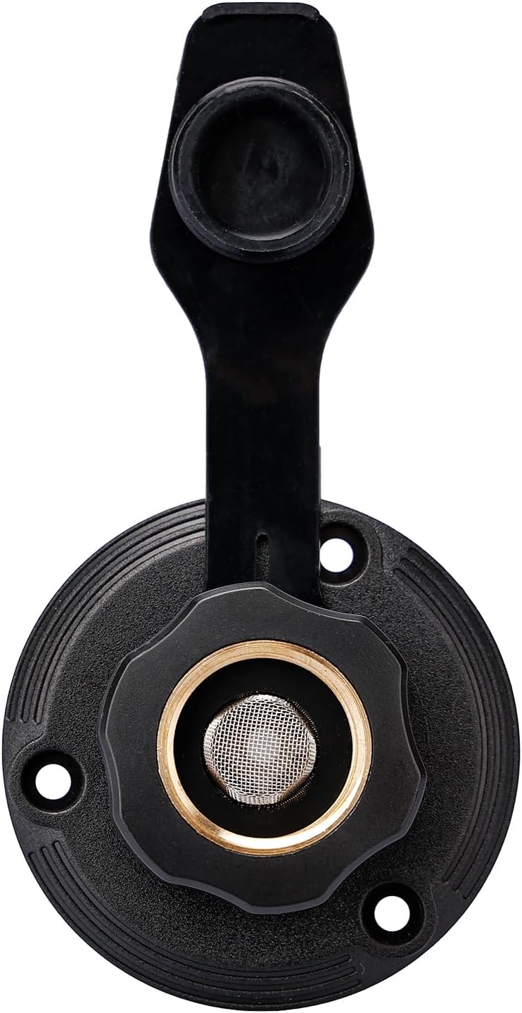 Veepeak RV City Water Inlet with Check Valve, 3/4'' NH Female to 1/2'' NPT Male Connector, 3-inch Flange with Dust Plug for RV Camper Motorhome Trailer Marine Freshwater Connection