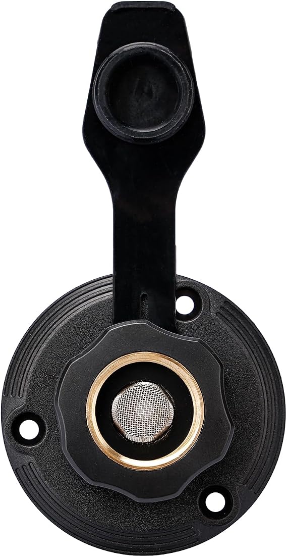 Veepeak RV City Water Inlet with Check Valve, 3/4'' NH Female to 1/2'' NPT Male Connector, 3-inch Flange with Dust Plug for RV Camper Motorhome Trailer Marine Freshwater Connection