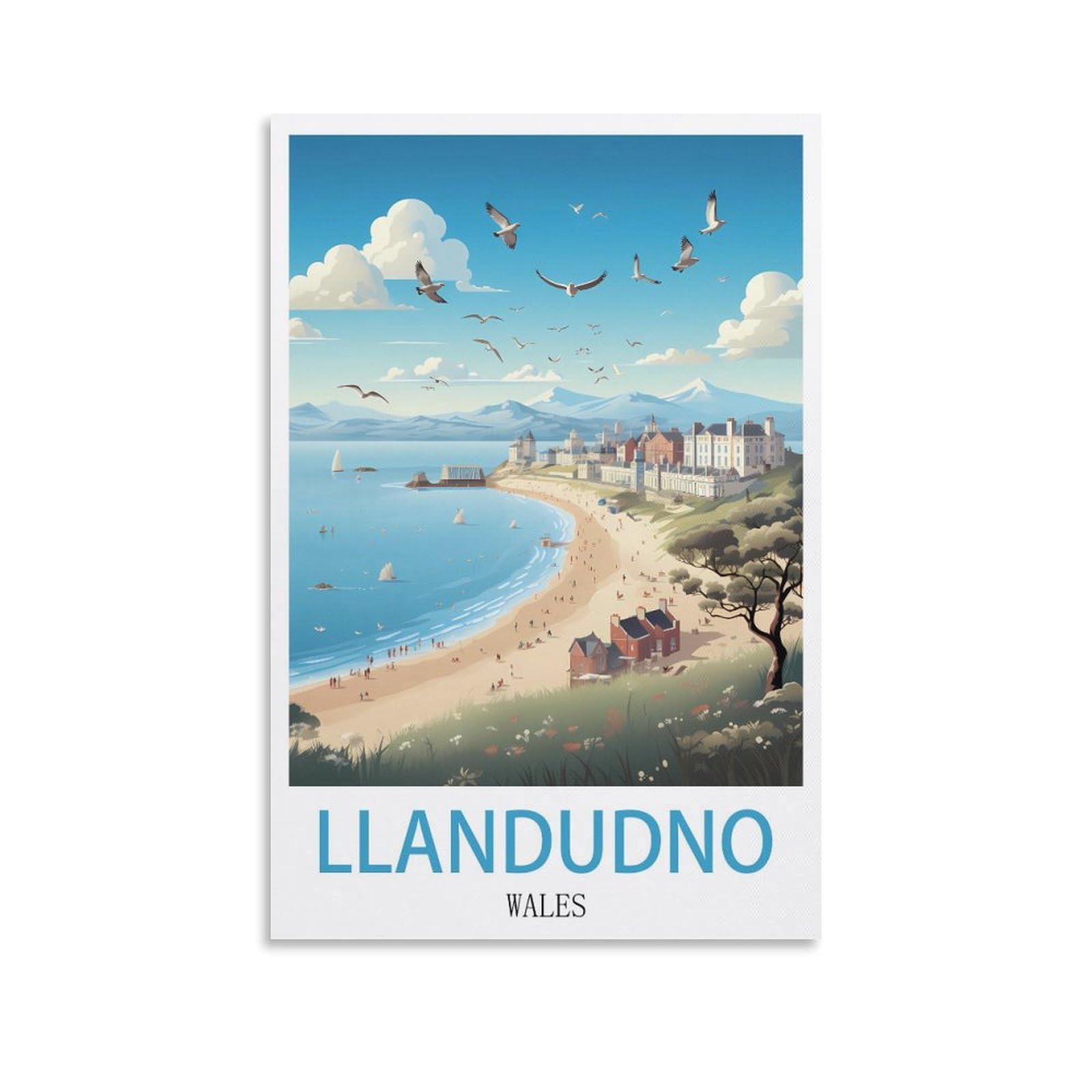 Vintage Metal Tin Sign Llandudno Waless Kitchen Bar Novelty Gift Metal Tin Wall Décor Sign 15x30cm