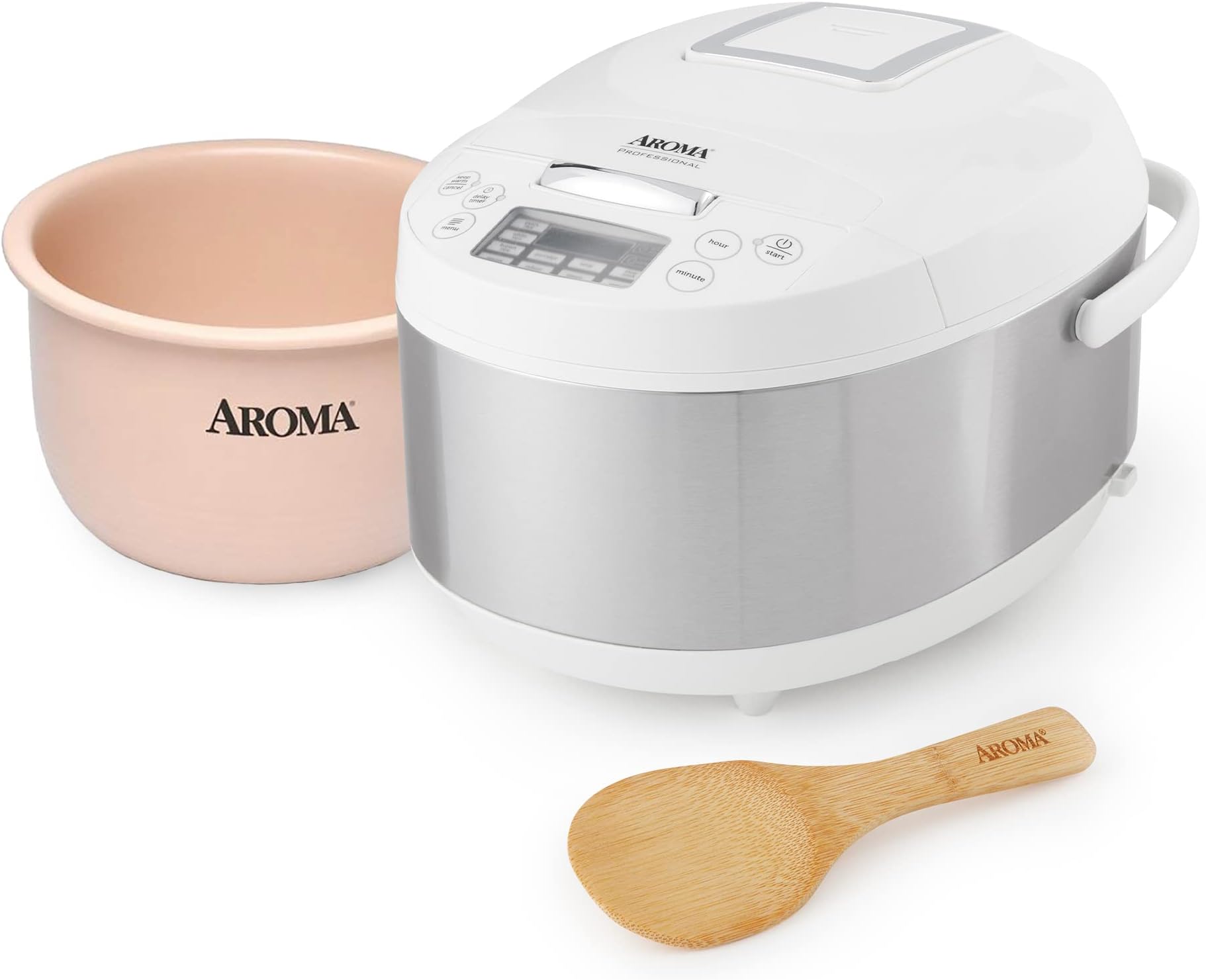 AROMA Housewares Professional 12-Cup / 4Qt. Digital Rice Cooker & Multicooker with Ceramic Inner Pot, Automatic Keep Warm Mode, Steam Basket Included, White (ARC-6206C)