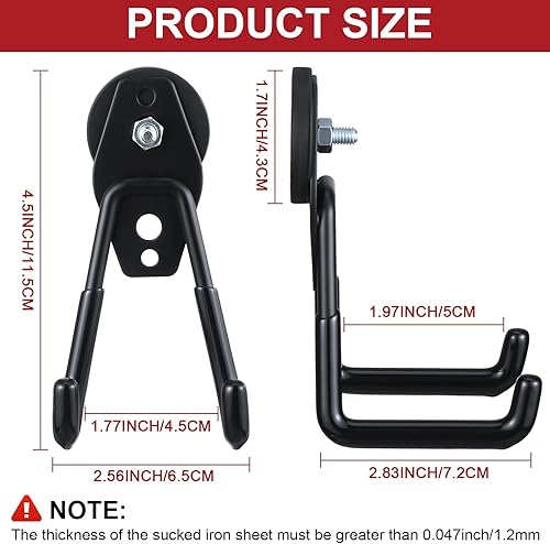 Miniatura 2 de 6 ganchos magnéticos resistentes para garaje, ganchos magnéticos de gran capacidad de almacenamiento, con revestimiento de goma antideslizante para
