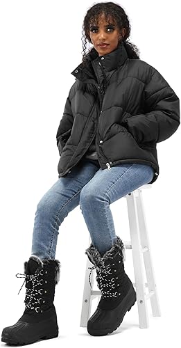 Miniatura 6 de mysoft - Botas de nieve para mujer, botas altas de infierno con forro cálido de piel sintética