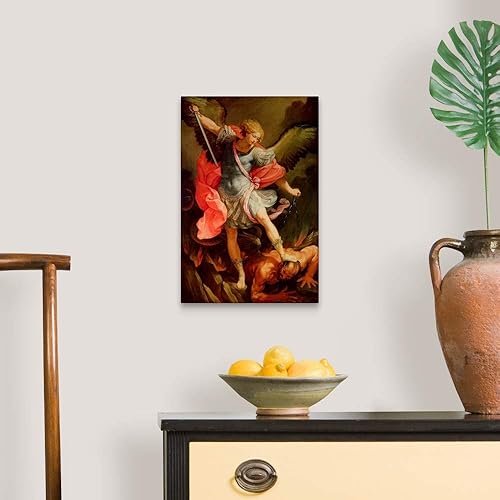 Miniatura 8 de El arcángel Miguel derrotando a Satanás lienzo para pared obra de arte