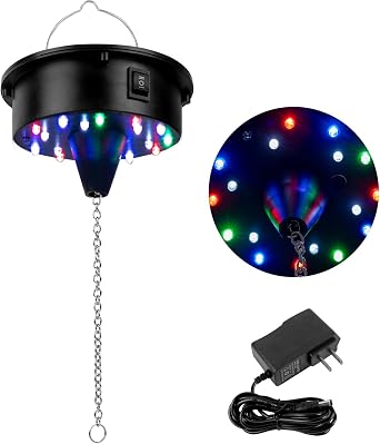 Rotating Disco Ball Motor with Light Battery Operated 6 RPM Hanging Mirror Ball Spinner - 18RGBW Led Light Up 4 6 8 12 inch Party Disco Balls Rotator for Parties Home Decor Weddings KTV