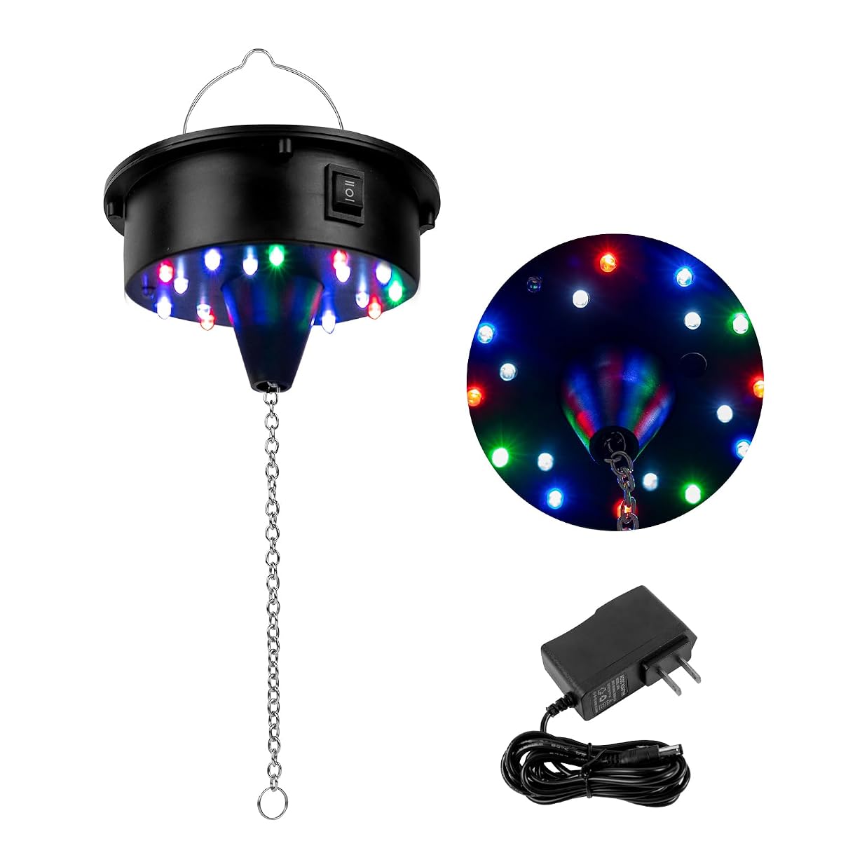Rotating Disco Ball Motor with Light: Battery Operated 6 RPM Hanging Mirror