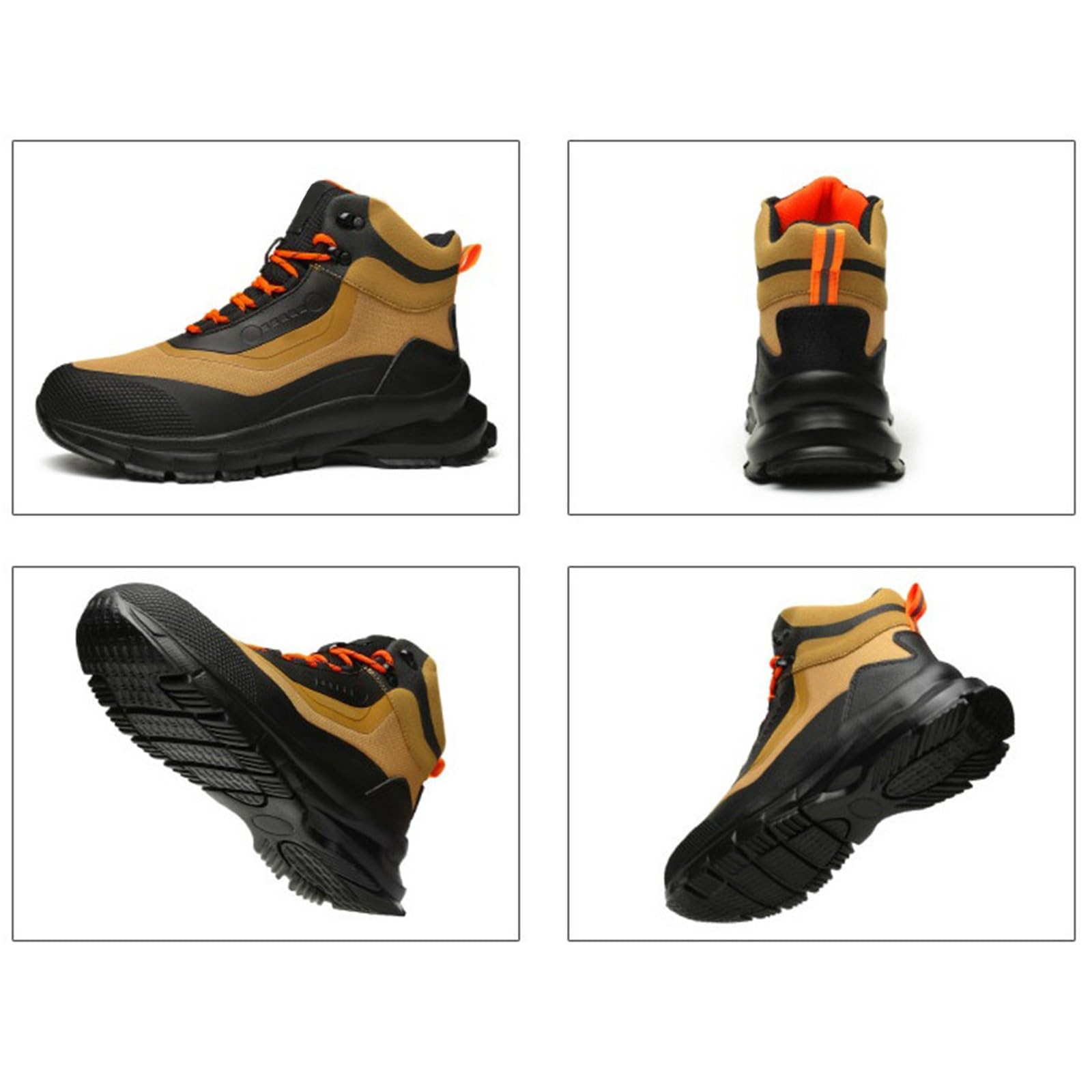 Zapatos de trabajo acolchados con parte inferior gruesa para hombre, zapatos transpirables con cordones | Calzado clásico anticolisión, ajuste ancho, antideslizante, forro de malla, calzado para senderismo, camping, montaña