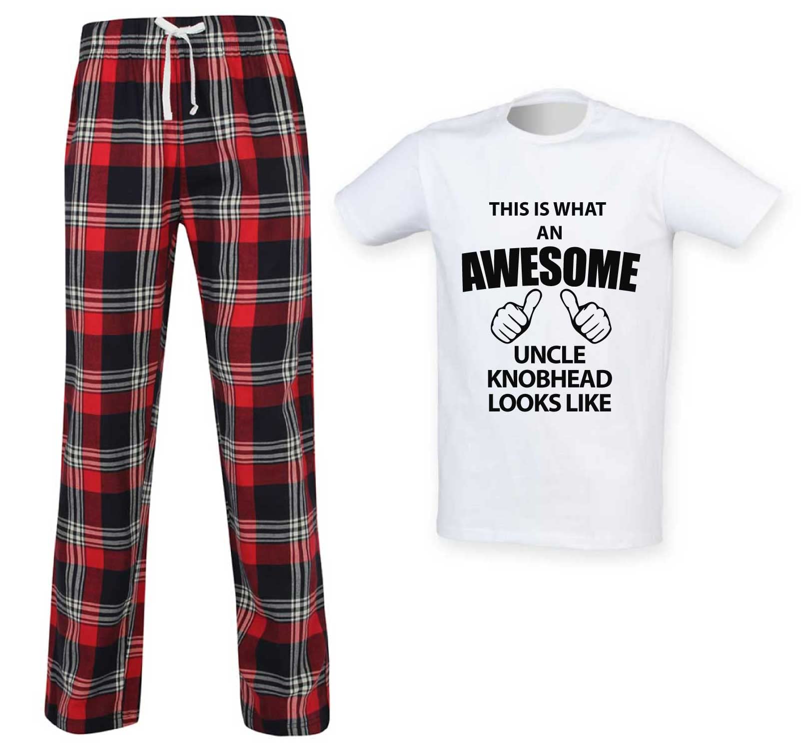 60 Second Makeover Limited This Is What An Awesome Uncle Knobhead Looks Like Tartan Mens Pyjamas Set For Men Funny Uncle Presents Pajamas Birthday Red Medium
