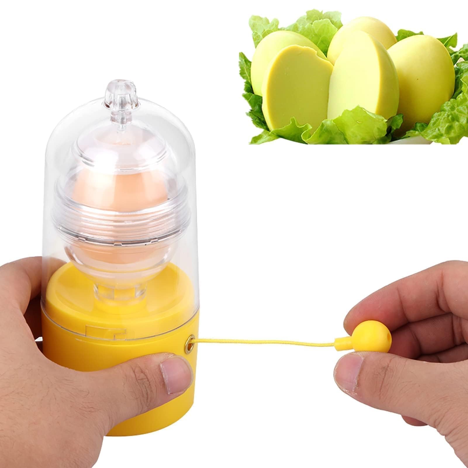 Agatige Egg Scrambler Shaker with Pulling Rope, Egg Homogenizer Manual Puller Eggs Yolk White Mixer Golden Eggs Manual Maker Kitchen Gadgets Egg Spinner for Making Hard Boiled Golden Eggs