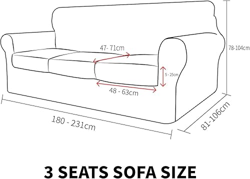 Miniatura 6 de MAXIJIN Fundas de sofá de 4 piezas para sofá de 3 cojines + fundas de sofá de 3 piezas para 2 cojines (caqui)