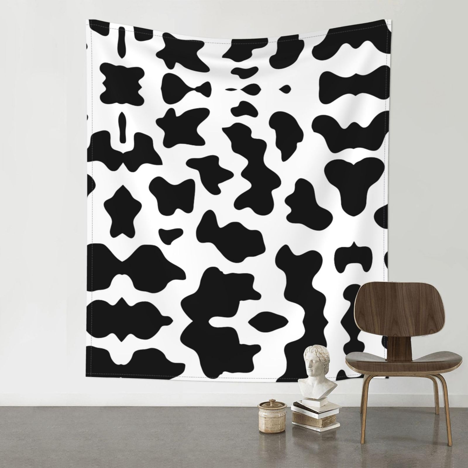 YYHWHJDE Black and White Cow Print Prints 60x51in Wall Tapestry – Elevate Your Space with a Versatile & Cozy Throw Blanket for Dorms, Beach & Home