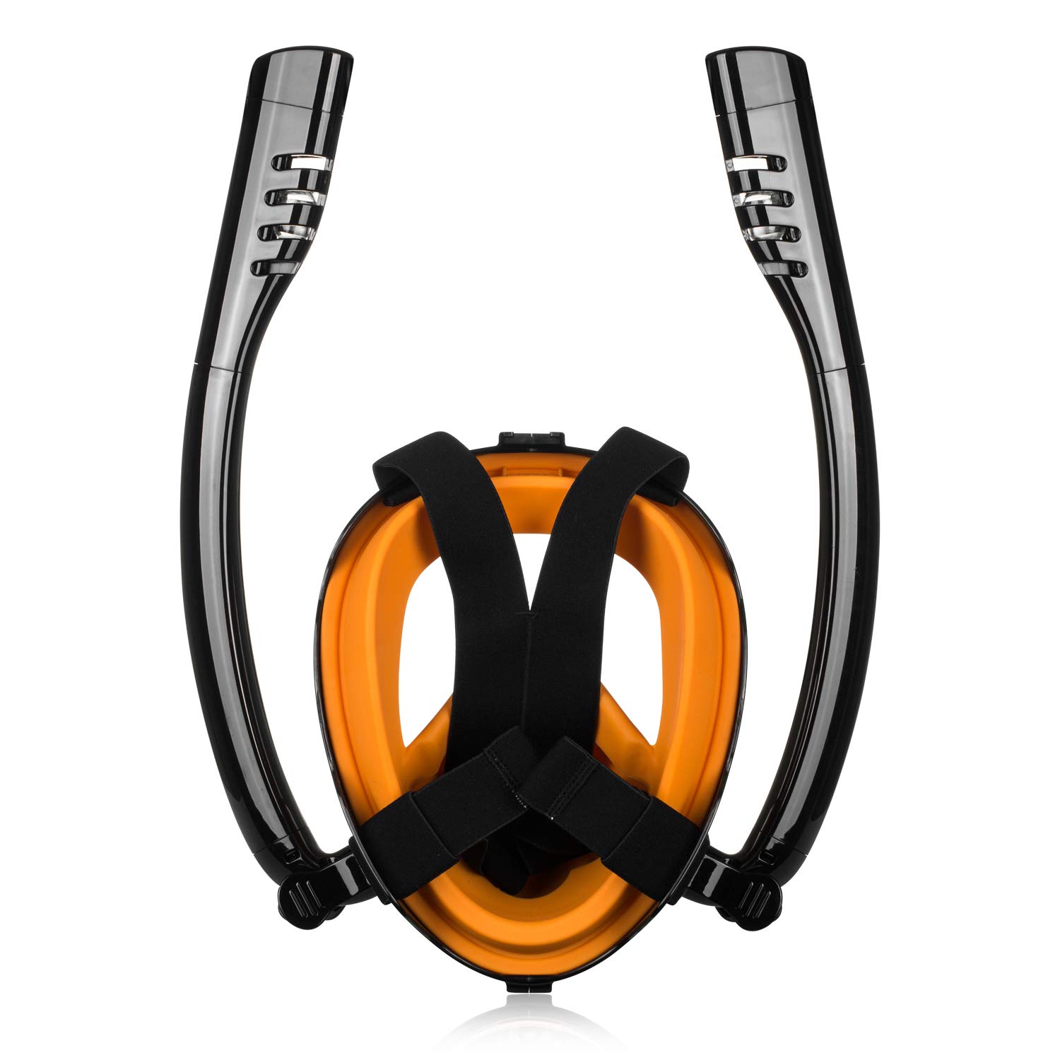 KINGDUO Antifog Tubo Doble Cara Completa Snorkel Buceo Mascara Gafas de respiración de natación con Cámara de Montaje - Azul Negro L/XL