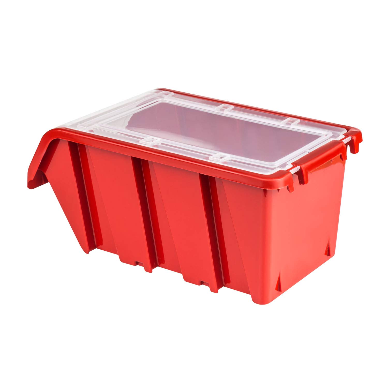 botle 20 x Stapelbox Kunststoff Lagerboxen Stapelbar Stapelkiste Sortierbox Box mit Deckel 160x230x120 rot