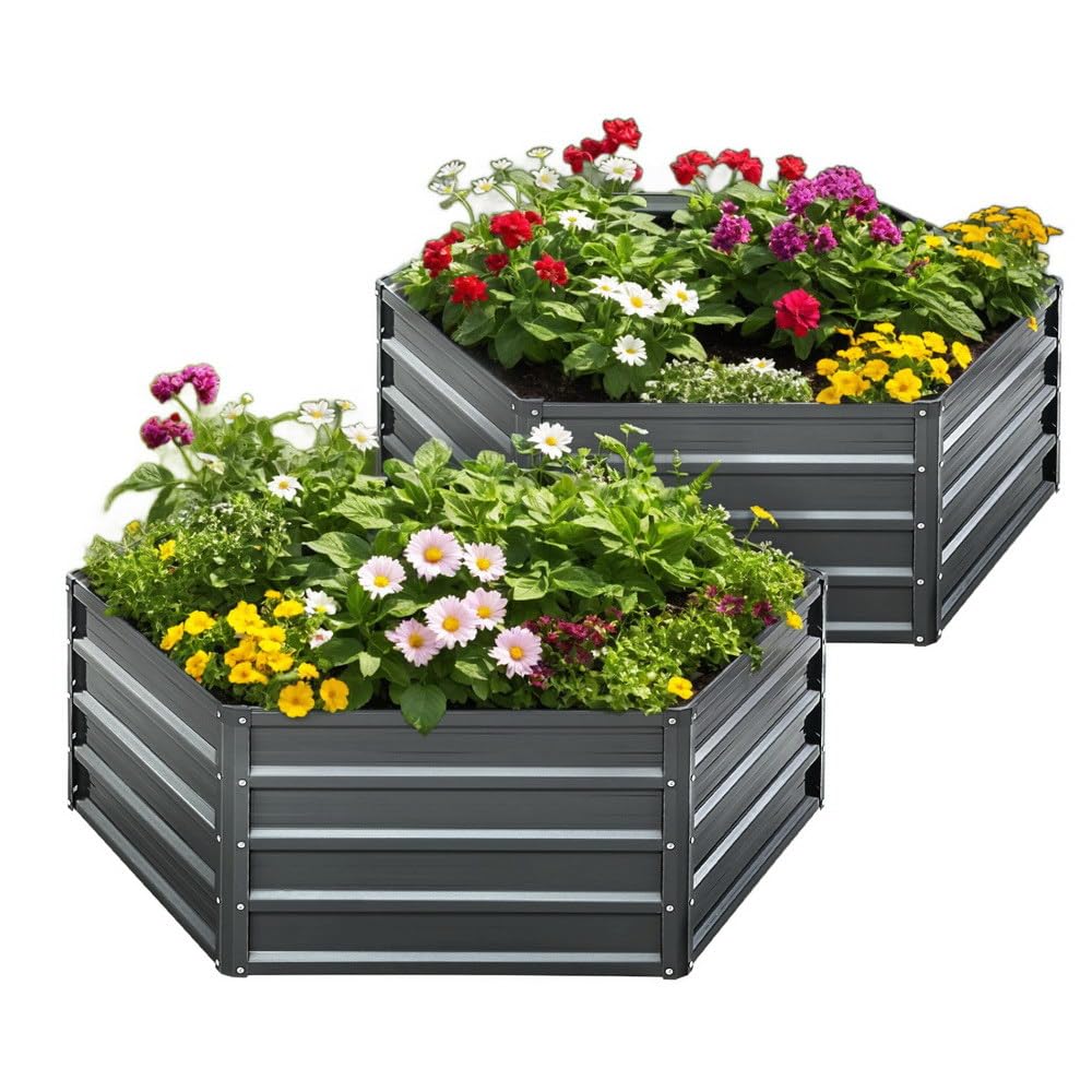 Greenfingers Garden Bed 2pcs 130X130X46CM Galvanised Steel Raised Planter
