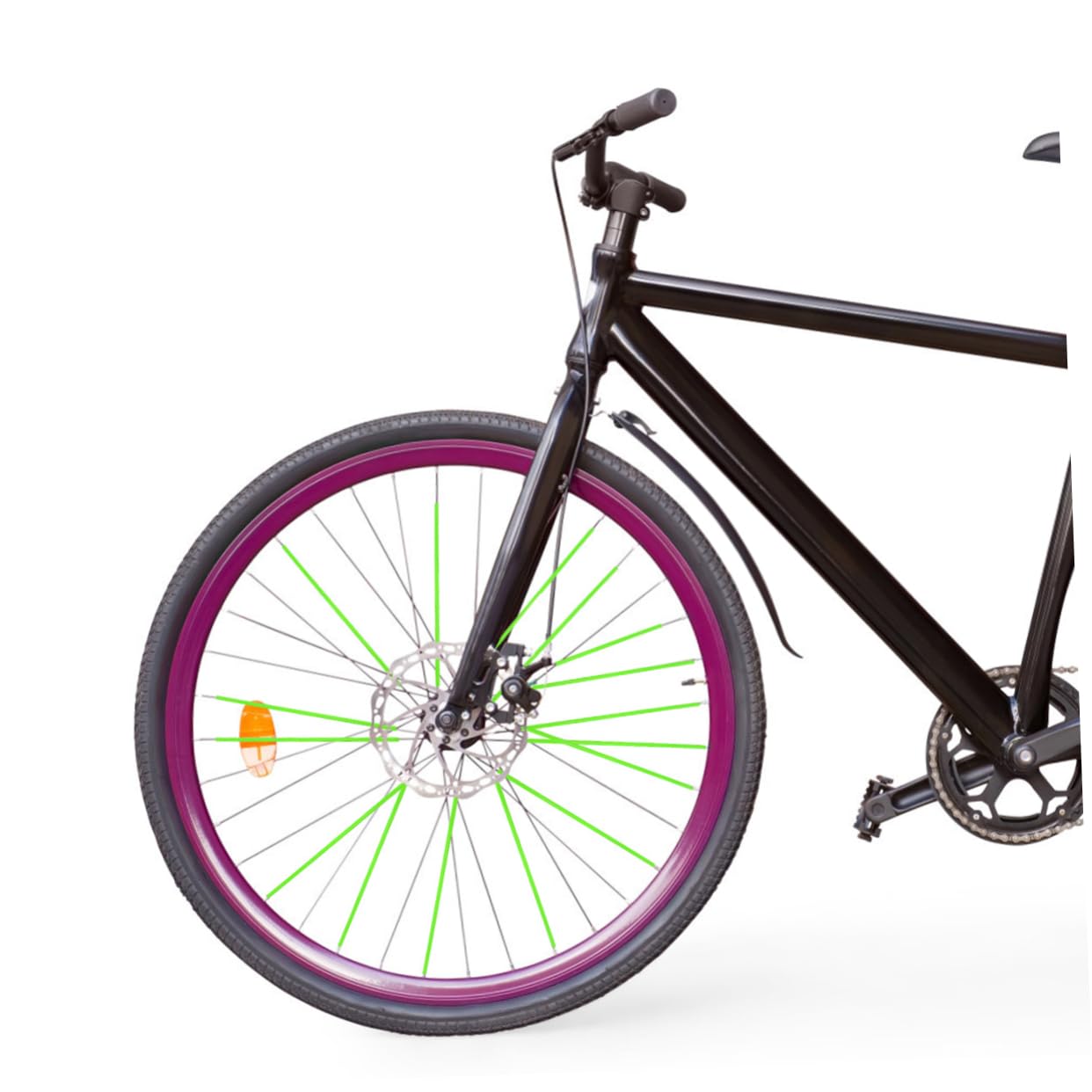 Mikikit 1 Set Bicycle Wheel Spokes Car Warn Vehicle para Shifter Kickstand Rim Helmet Scooter Taper Handle Reflector Brake Alarm Quad Bike Spoke Covers Wheel Green