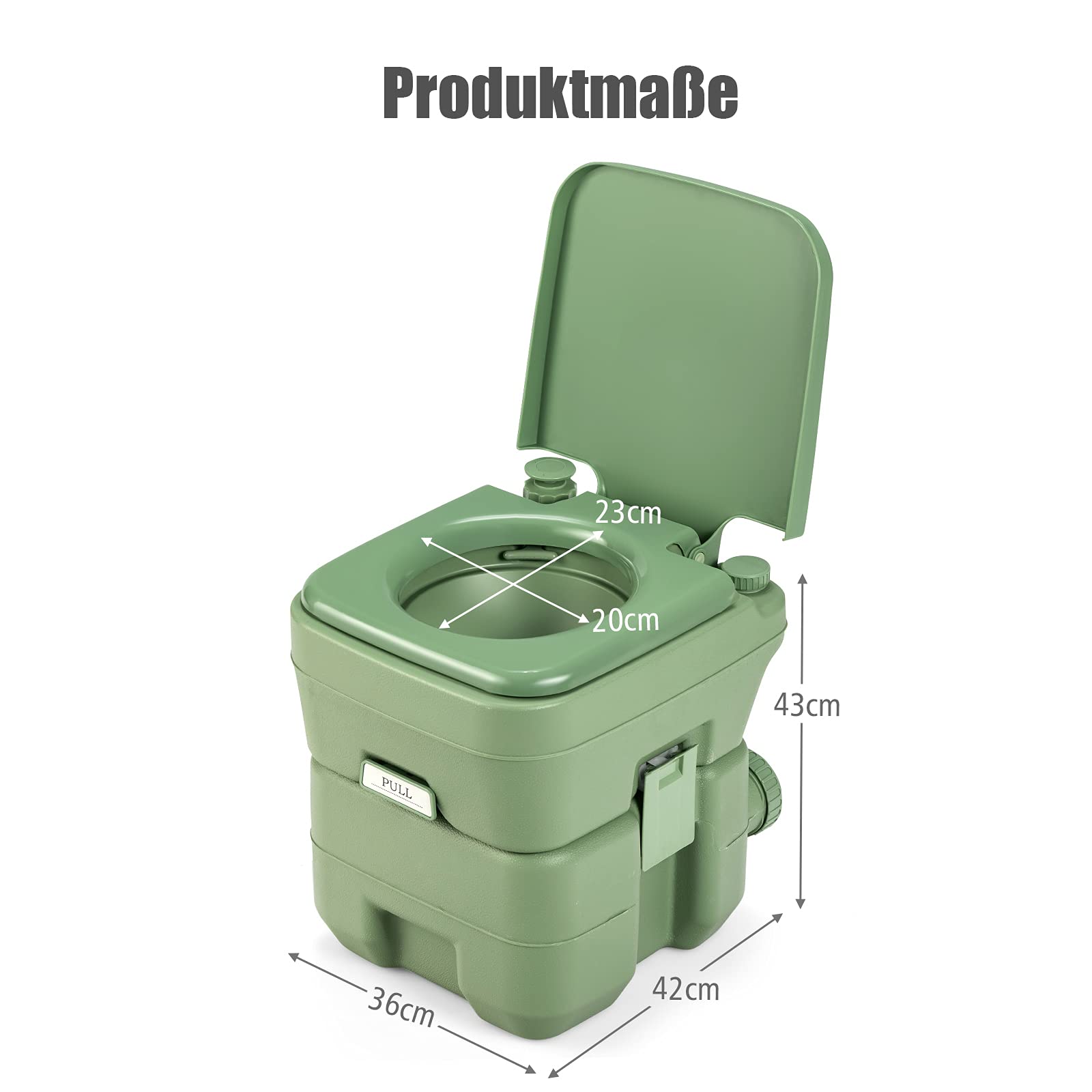 COSTWAY 20L + 12L Campingtoilette mit abnehmbarem Abwassertank, Campingklo tragbar, Reisetoilette, Mobile Toilette für Reise, Camping und Wohnmobil