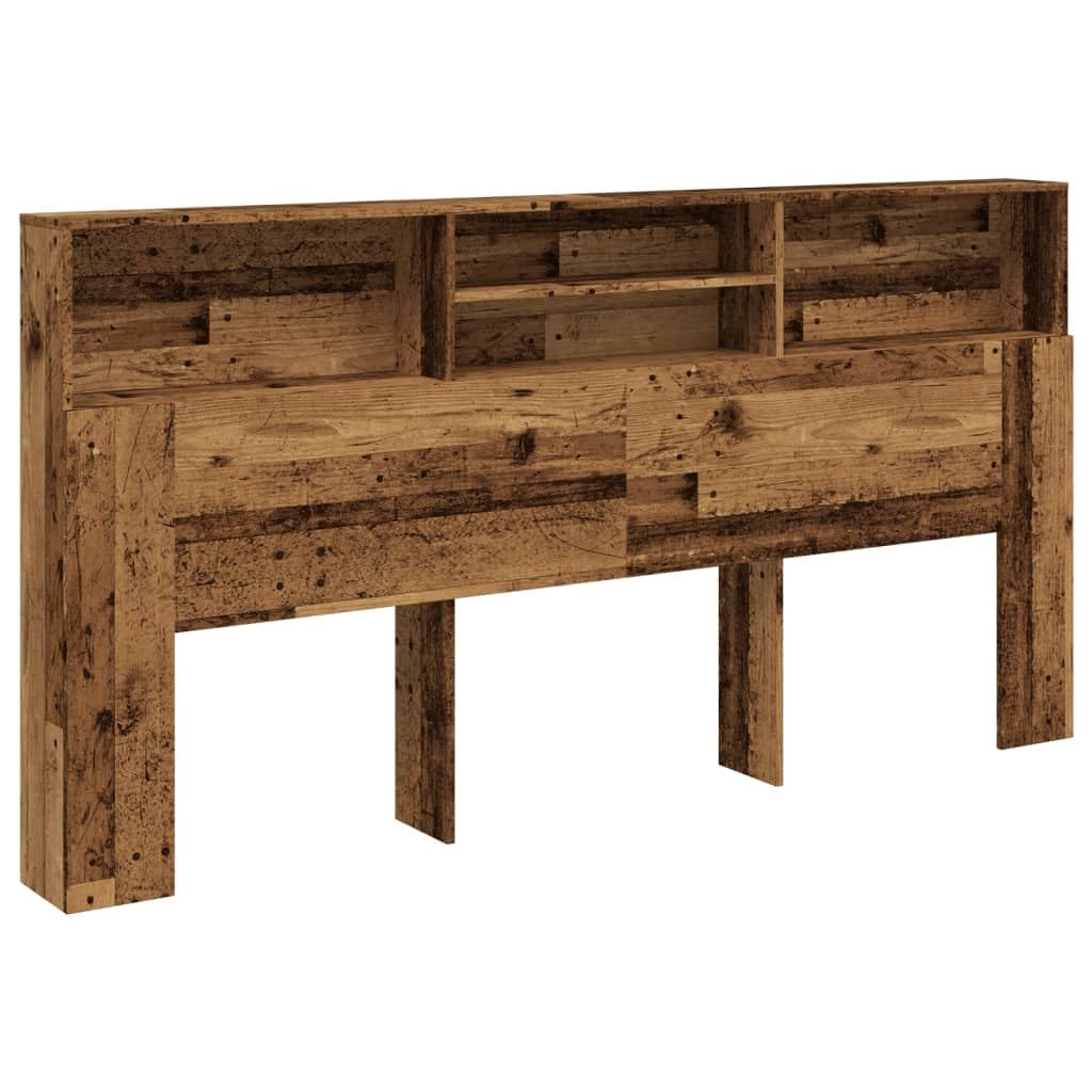 Tête de lit avec étagères aspect bois vieilli - 200 x 19 x 103,5 cm - Rembourrage mural - Tête de lit pour auberge, chambre d'amis, chambre à coucher, hôtel