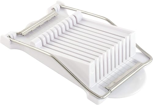 HIC Kitchen Almuerzo de carne con alambres de acero inoxidable, sin BPA, corta 9 rebanadas iguales  8.75 x 5 x 2 pulgadas, apto para lavavajillas, disponible en Yaxa Peru