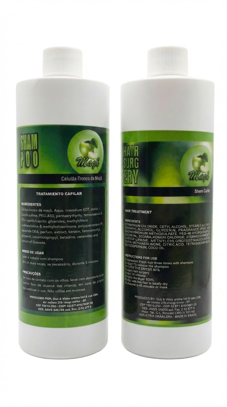 Cirugia Capilar De Celulas Madres De Manzana Con Argan (32 oz + Shampoo) Alisado Perfecto Y natural. Argan Oil Brazilian Keratin Deep Regeneration, Frizz Control Stem Cell Hair Smoothing Treatment