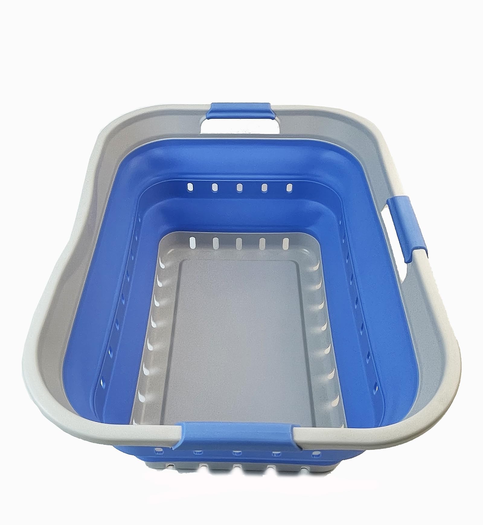 SAMMART 42L Collapsible Plastic Laundry Basket - Foldable Pop Up Storage Container/Organizer - Space Saving Hamper/Basket (1, Grey/Little Boy Blue)