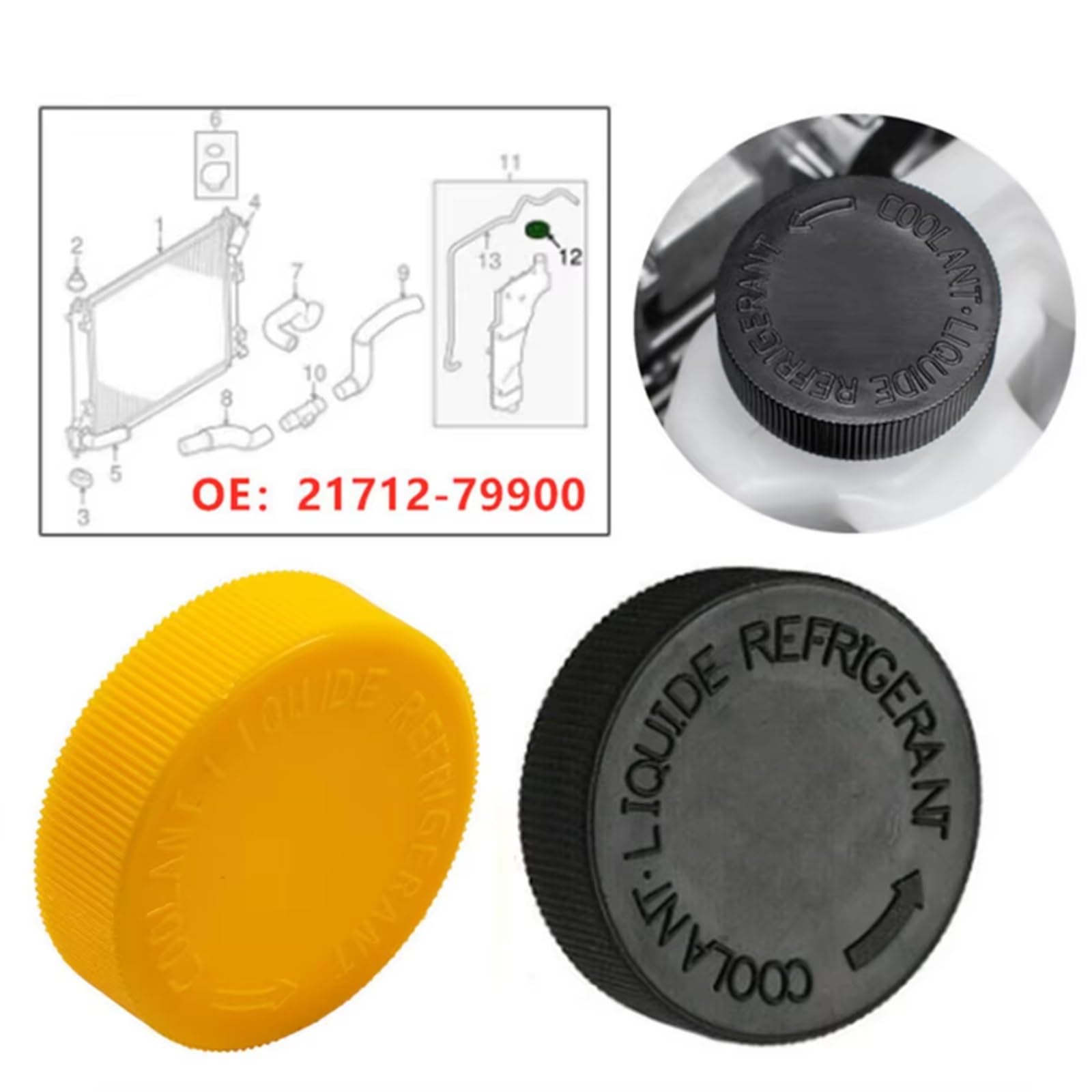 Compatible con Nissan Murano 2003 2004 2005 2006 2007 21712-79900 Tapa del depósito de expansión del refrigerante del Coche Tapa del depósito de Combustible