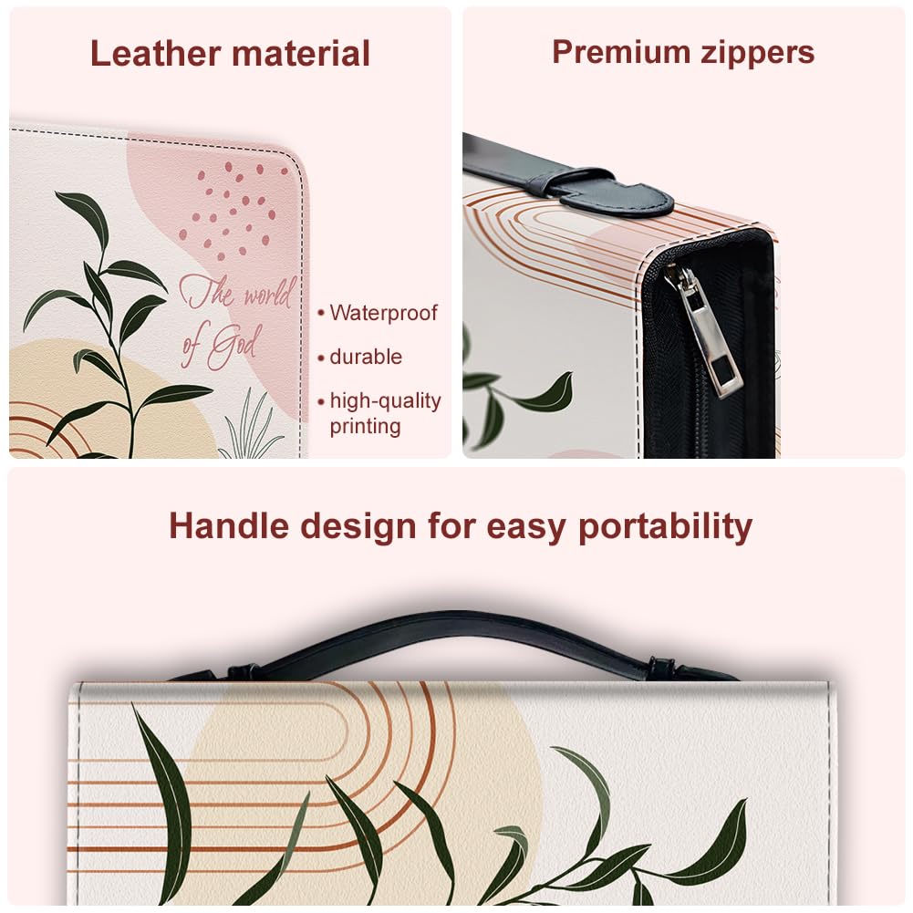 Custodia Per Bibbia In Pelle Grande Donna - Aztec Boho Bird - Con Manico, Cerniera E Tasche Organizer - Regalo Religioso Per Studio E Chiesa