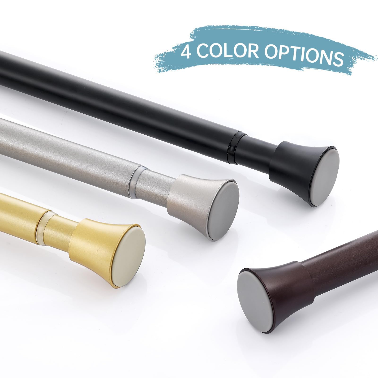 Złoty drążek do zasłony prysznicowej – drążek do zasłony napinającej, regulowany 32 do 157 cm, sprężynowy drążek prysznicowy, bez wiercenia, antypoślizgowy, złoty