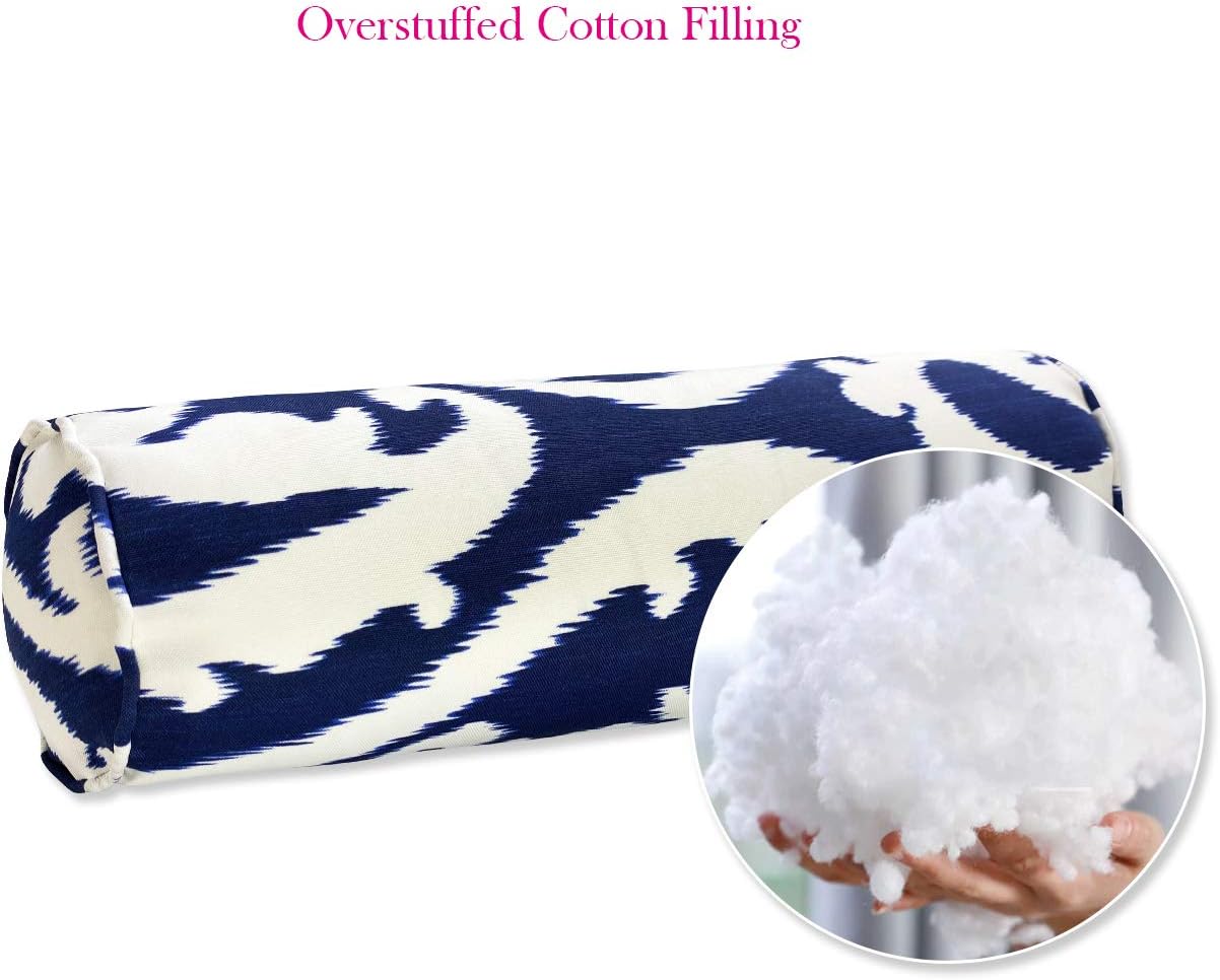Outdoor Waterproof Decorative Bolster Pillows with Inserts for Patio Furniture, 20x6 Inch Fade Resistant Patio Garden Neck Roll Cushions for Couch Bed Sofa, Paisley Navy