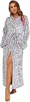 RONGTAI Womens Long Robes Plush Fleece Nightgown Thick Hooded Bathrobe with Pockets Fluffy Sleepwear for Women