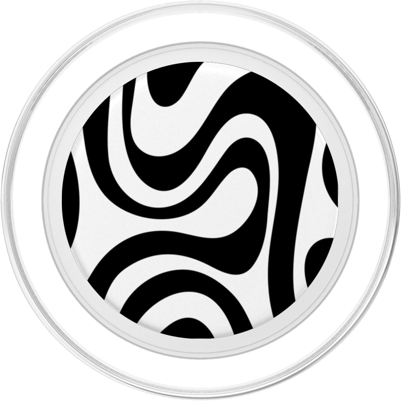 Black White Swirl Liquid Striped Lines Retro Groovy70s 80s PopSockets MagSafe PopGrip for iPhone