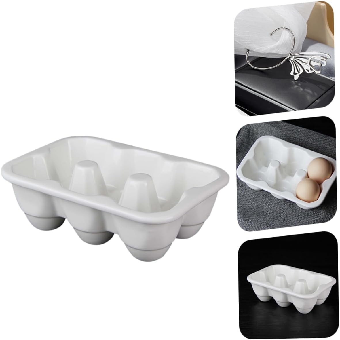 6grids Egg Cartons for Chicken Eggs Refrigerator Organizers Porcelain Holder Fridge Organizer Storage Boxes