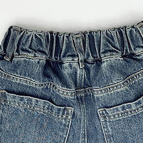 Cargo Pants for Girls Baggy Wide Leg Jeans Teen Washed Denim Pants High Elastic Waistband Straight with Pockets2