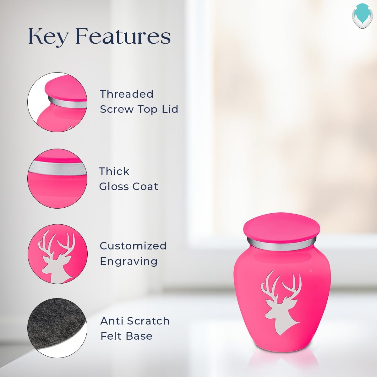 Geturns Embrace Keepsake Deer Cremation Urns for Human Ashes I Bright Pink Funeral Urn for Men and Women I 3.5 lbs