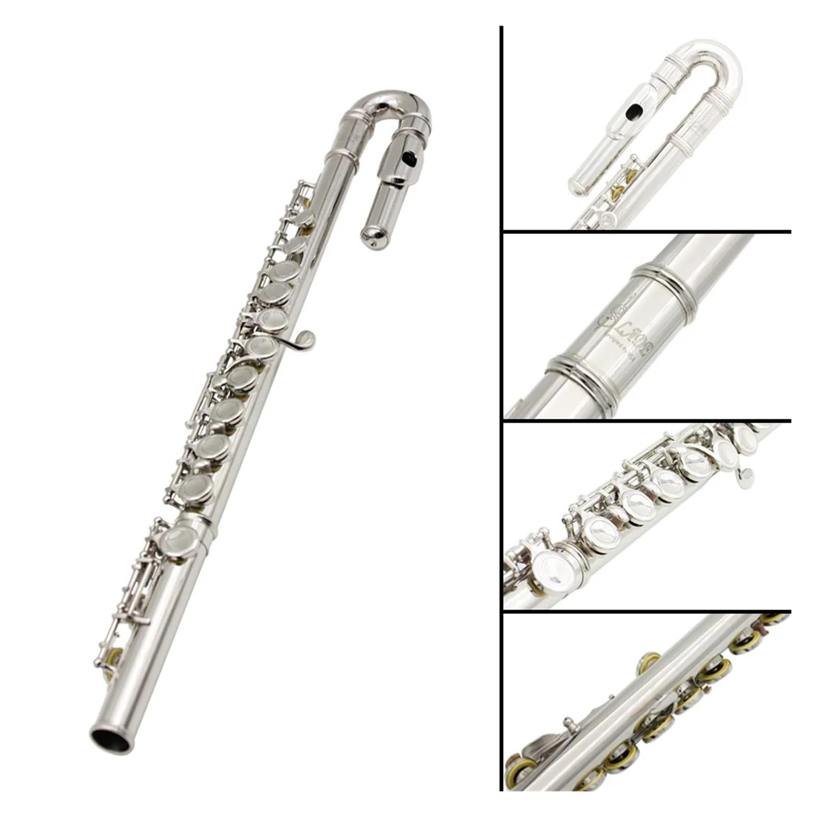 Flauto for bambini placcato in nichel a 16 fori: giunti a testa dritta e curva, modello da concerto trasversale professionale