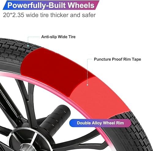 Miniatura 4 de Hiland - Bicicleta BMX para niños y niñas de 5 a 12 años, rotor de 360 grados, 4 clavijas de una sola velocidad, varios colores