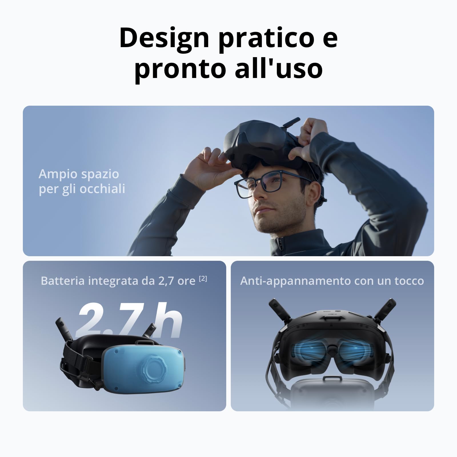 DJI Goggles N3, FPV Goggles con schermo ultra ampio da 1080p, esperienza di volo immersiva, visore per drone FPV, dirette senza fili, visore per drone, kit pronto all'uso, cursore AR